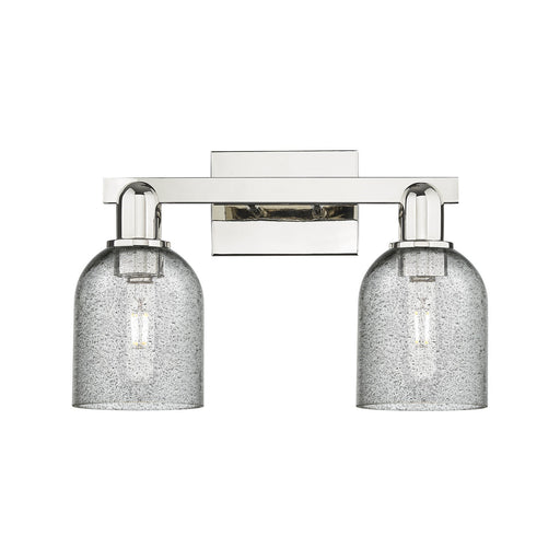 Innovations Caledonia 16in 2-Light Bath Vanity Light | Industrial Polished Nickel and Charcoal Glass | Entryway & Hallway Accent | Model 716-2W-PN-G257