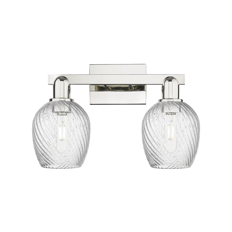 Innovations Salina 17in 2-Light Bath Vanity Light | Industrial Polished Nickel and Clear Spiral Fluted Glass | Bathroom Vanity & | Model 716-2W-PN-G292
