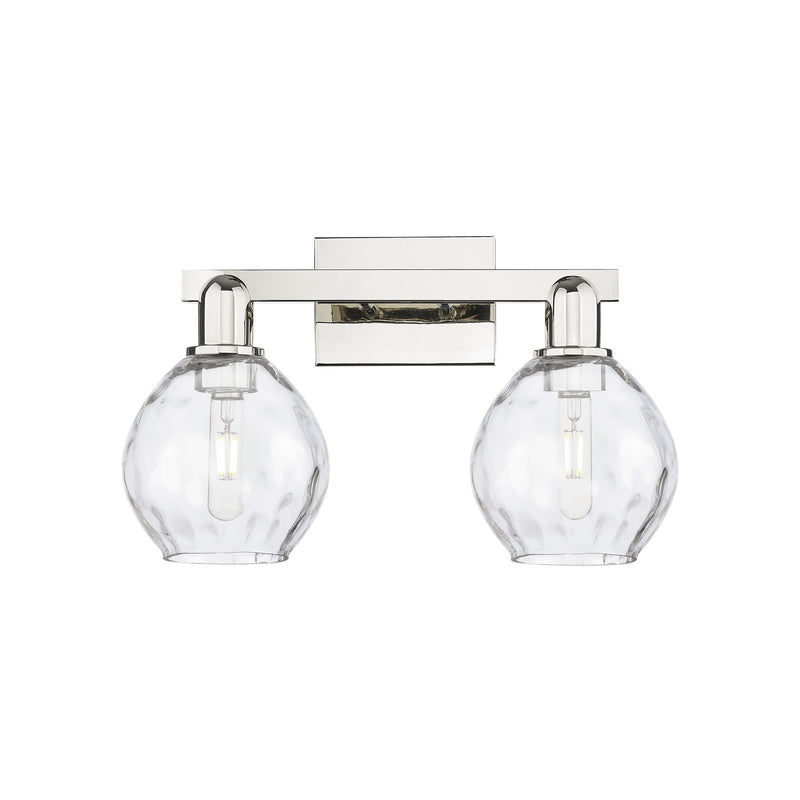 Innovations Waverly 17in 2-Light Bath Vanity Light | Industrial Modern Contempo Polished Nickel and Clear Water Glass | Kitchen & | Model 716-2W-PN-G362