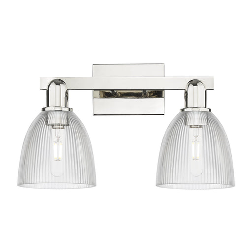 Innovations Castile 17in 2-Light Bath Vanity Light | Industrial Polished Nickel Steel and Clear Glass | Bathroom Vanity & Powder | Model 716-2W-PN-G382