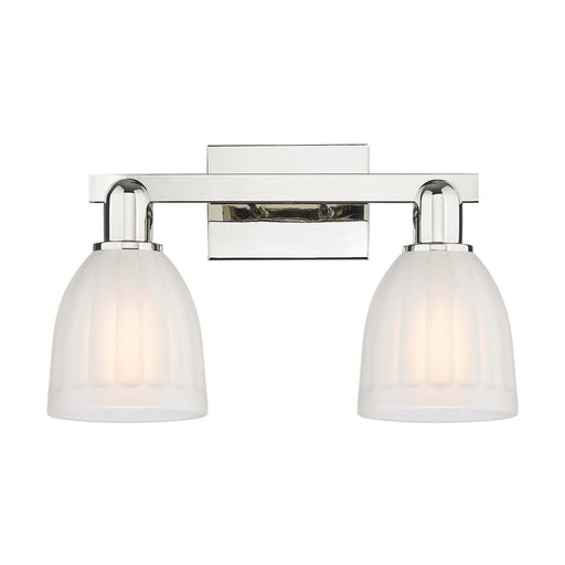 Innovations Brookfield 17in 2-Light Bath Vanity | Industrial Polished Nickel Steel and White Frosted Ribbed Glass | Bathroom Vanity | Model 716-2W-PN-G441