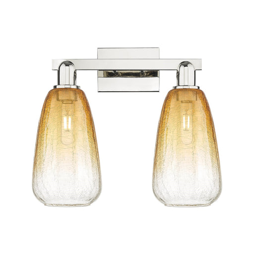 Innovations Brookhaven Almond 17in 2-Light Bath Vanity Light | Industrial Polished Nickel Steel and Amber Glass | Bathroom | Model 716-2W-PN-G480-6AM