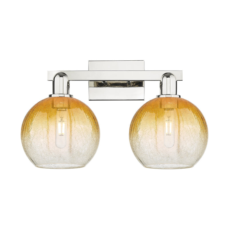 Innovations Brookhaven Globe 19in 2-Light Bath Vanity Light | Industrial Polished Nickel and Amber Glass | Bathroom Vanity | 19 | Model 716-2W-PN-G483-8AM
