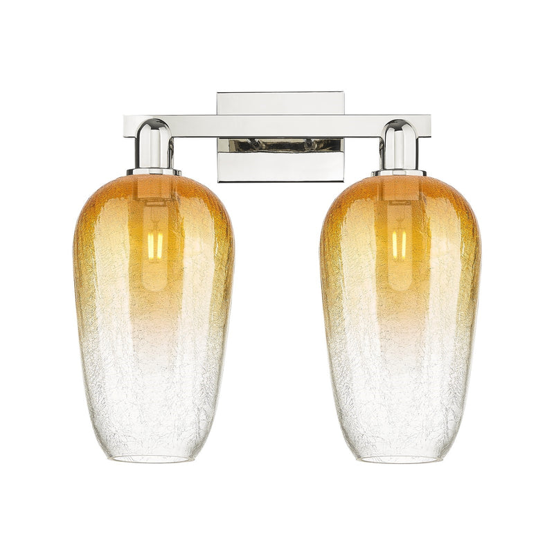 Innovations Brookhaven Flute 18in 2-Light Bath Vanity | Industrial Polished Nickel Steel and Amber Glass | Bathroom Vanity & | Model 716-2W-PN-G484-7AM