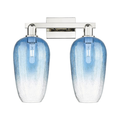 Innovations Brookhaven Flute 18in 2-Light Bath Vanity Light | Industrial Polished Nickel and Sapphire Blue Glass | Bathroom | Model 716-2W-PN-G484-7SB