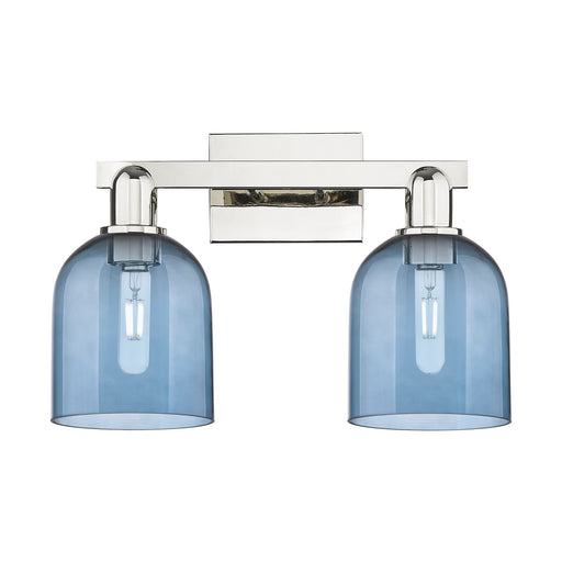 Innovations Bella 17in 2-Light Bath Vanity | Industrial Polished Nickel and Blue Glass | Bathroom Vanity Light | 16.5 x 11.25 x | Model 716-2W-PN-G558-6BL