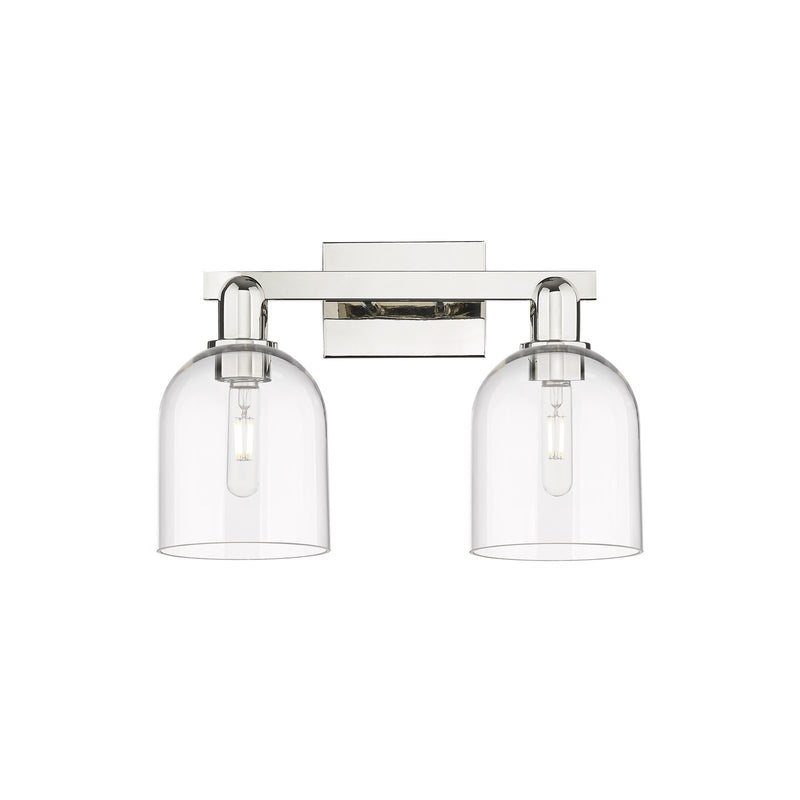Innovations Bella 17in 2-Light Bath Vanity | Industrial Modern Polished Nickel and Clear Glass | Bathroom Vanity Light | 16.5 x | Model 716-2W-PN-G558-6CL