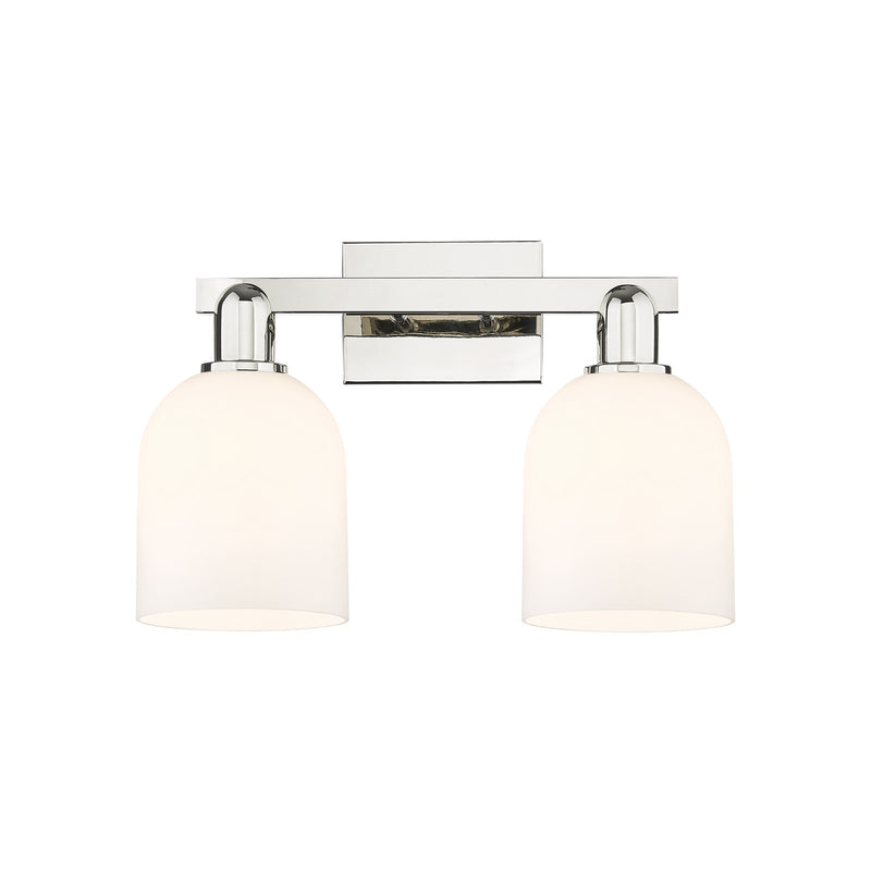 Innovations Bella 17in 2-Light Bath Vanity Light | Industrial Polished Nickel and White Glass | Bathroom Vanity | 16.5 x 11.25 | Model 716-2W-PN-G558-6GWH