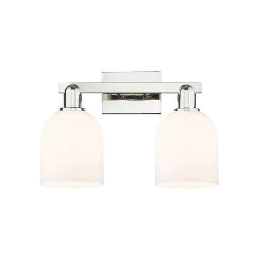 Innovations Bella 17in 2-Light Bath Vanity Light | Industrial Polished Nickel and White Glass | Bathroom Vanity | 16.5 x 11.25 | Model 716-2W-PN-G558-6GWH