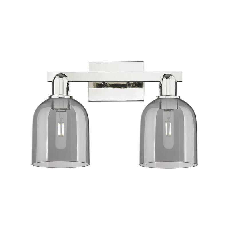 Innovations Bella 17in 2-Light Bath Vanity | Industrial Polished Nickel Steel and Light Smoke Glass | Bathroom Vanity Light | Model 716-2W-PN-G558-6SM