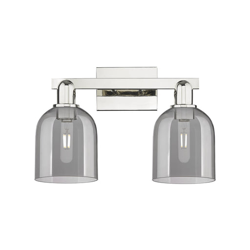 Innovations Bella 17in 2-Light Bath Vanity | Industrial Polished Nickel Steel and Light Smoke Glass | Bathroom Vanity Light | Model 716-2W-PN-G558-6SM