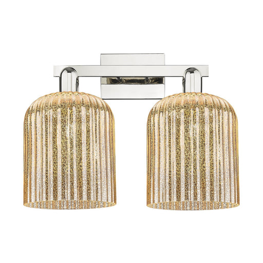 Innovations Bridal Veil 19in 2-Light Bath Vanity Light | Industrial Polished Nickel and Mercury Ribbed Glass | Bathroom & | Model 716-2W-PN-G559-8ME