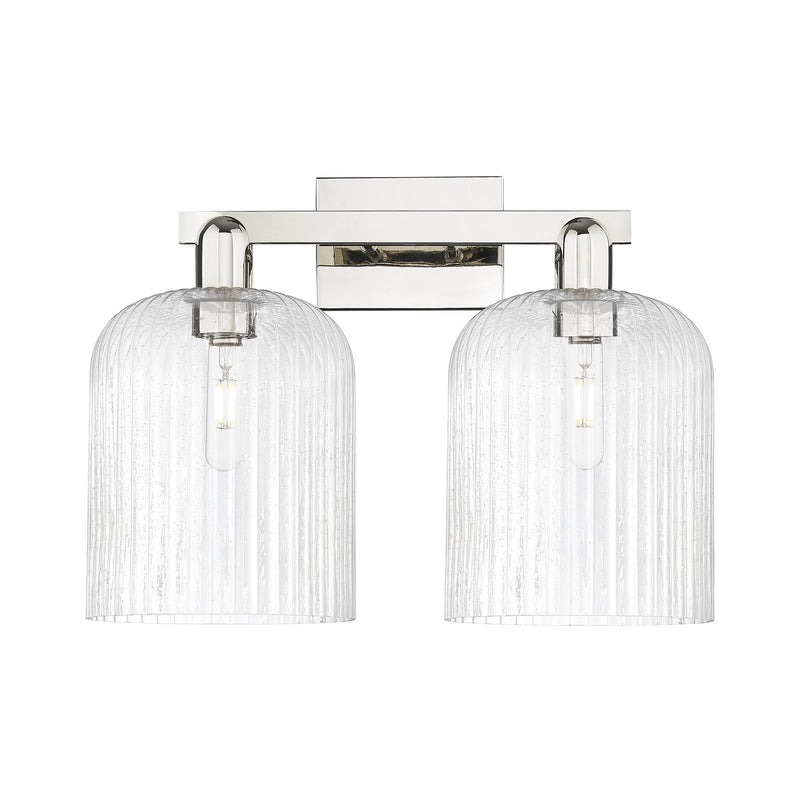 Innovations Bridal Veil 19in 2-Light Bath Vanity | Industrial Polished Nickel and Seedy Ribbed Glass | Bathroom Vanity Light | Model 716-2W-PN-G559-8SDY