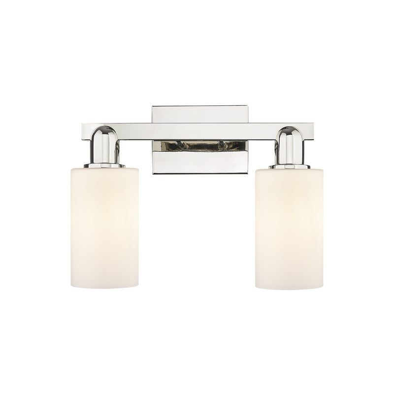 Innovations Clymer 15in 2-Light Bath Vanity Light | Industrial Modern Polished Nickel and Matte White Glass | Bathroom Vanity | Model 716-2W-PN-G801