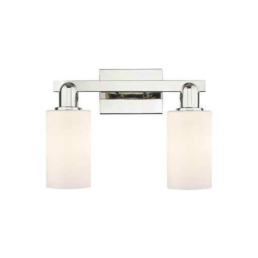 Innovations Clymer 15in 2-Light Bath Vanity Light | Industrial Modern Polished Nickel and Matte White Glass | Bathroom Vanity | Model 716-2W-PN-G801