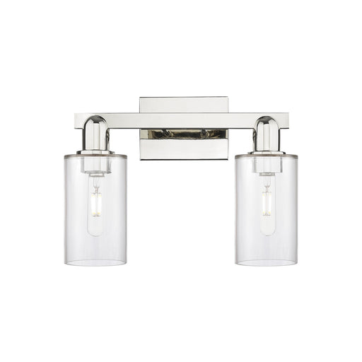 Innovations Clymer 15in 2-Light Bath Vanity Light | Industrial Polished Nickel Steel and Clear Glass | Bathroom Vanity | 14.88 x | Model 716-2W-PN-G802