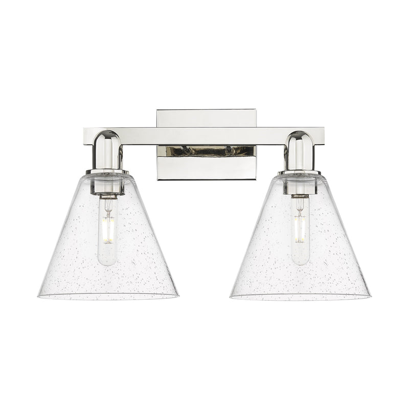 Innovations Berkshire Glass 19in 2-Light Bath Vanity | Industrial Modern Polished Nickel and Seedy Glass | Bathroom Vanity | 19 x | Model 716-2W-PN-GBC-84