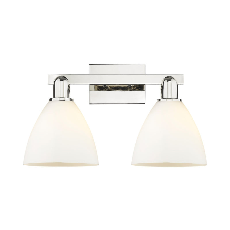 Innovations Bristol 19in 2-Light Bath Vanity | Industrial Polished Nickel Steel and Matte White Glass | Damp-Rated Bathroom | Model 716-2W-PN-GBD-751