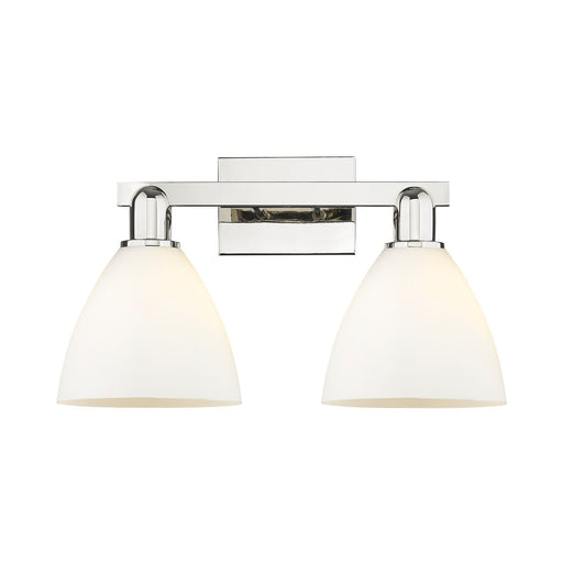 Innovations Bristol 19in 2-Light Bath Vanity | Industrial Polished Nickel Steel and Matte White Glass | Damp-Rated Bathroom | Model 716-2W-PN-GBD-751