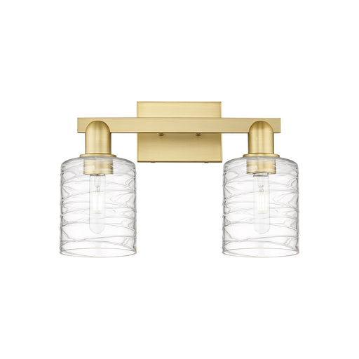 Innovations Cobbleskill 16in 2-Light Bath Vanity Light | Industrial Satin Gold Steel and Deco Swirl Glass | Bathroom Vanity & | Model 716-2W-SG-G1113