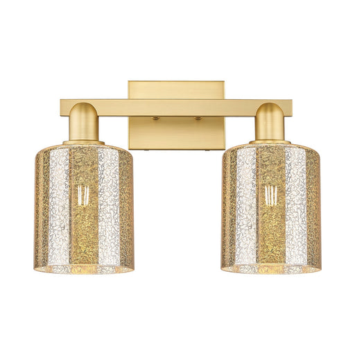 Innovations Cobbleskill 16in 2-Light Vanity Light | Industrial Satin Gold Steel and Mercury Glass | Bathroom Vanity | 16 x 7 x | Model 716-2W-SG-G116