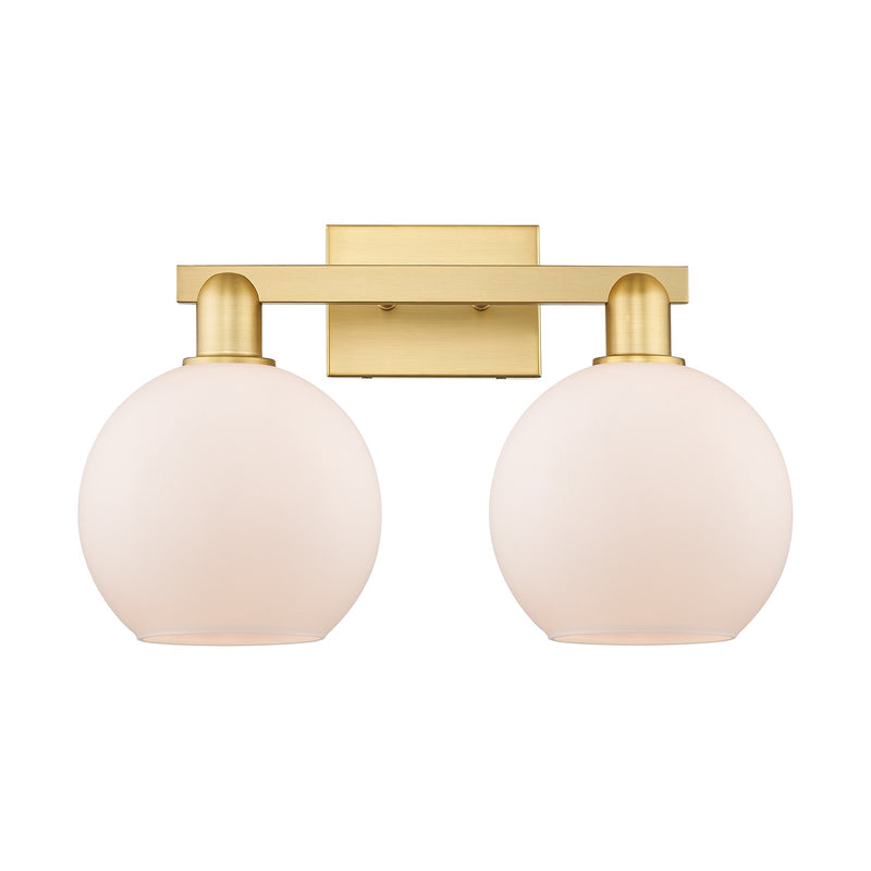 Innovations Athens 19in 2-Light Bath Vanity Light | Industrial Satin Gold Steel and Matte White Glass | Bathroom Vanity & Powder | Model 716-2W-SG-G121-8