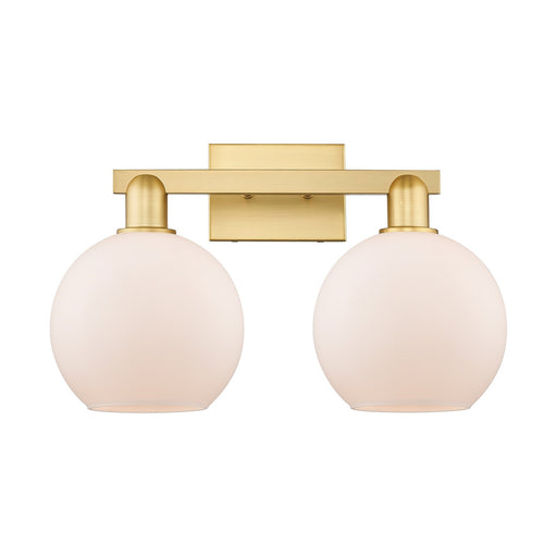 Innovations Athens 19in 2-Light Bath Vanity Light | Industrial Satin Gold Steel and Matte White Glass | Bathroom Vanity & Powder | Model 716-2W-SG-G121-8
