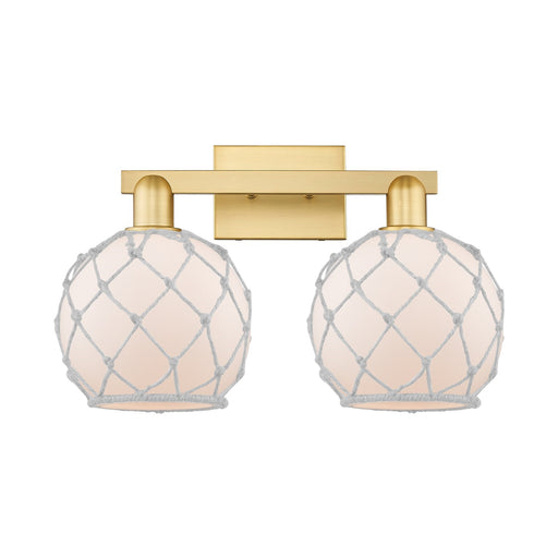 Innovations Farmhouse Rope 19in 2-Light Bath Vanity | Industrial Satin Gold Steel and Cast Brass with White Frosted Glass and | Model 716-2W-SG-G121-8RW
