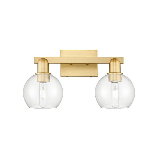 Innovations Athens 17in 2-Light Bath Vanity Light | Industrial Satin Gold Steel and Clear Glass | Bathroom Vanity | 16.88 x 9.62 | Model 716-2W-SG-G122-6