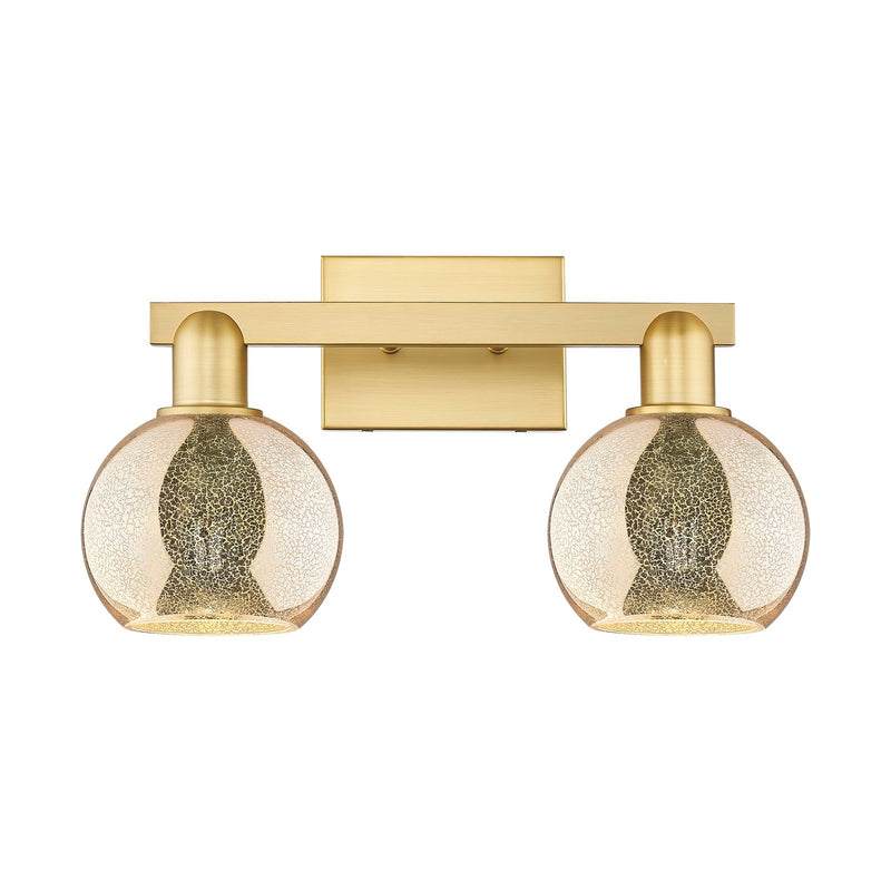Innovations Athens 17in 2-Light Bath Vanity Light | Industrial Satin Gold Steel and Mercury Glass | Bathroom Vanity | 16.88 x | Model 716-2W-SG-G128-6