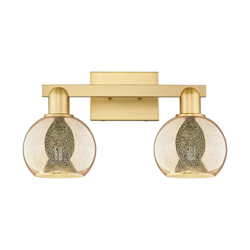 Innovations Athens 17in 2-Light Bath Vanity Light | Industrial Satin Gold Steel and Mercury Glass | Bathroom Vanity | 16.88 x | Model 716-2W-SG-G128-6
