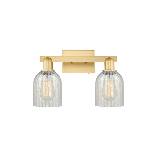 Innovations Caledonia 16in 2-Light Bath Vanity Light | Industrial Satin Gold Steel and Mouchette Glass | Bathroom Vanity | 16 x | Model 716-2W-SG-G2511