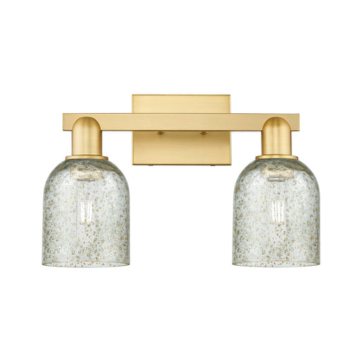 Innovations Caledonia 16in 2-Light Bath Vanity Light | Industrial Satin Gold Steel and Mica Glass | Bathroom Vanity | 16 x 10.75 x | Model 716-2W-SG-G259