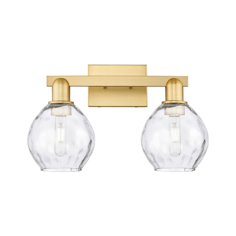Innovations Waverly 17in 2-Light Bath Vanity Light | Industrial Satin Gold Steel and Cast Brass Clear Glass | Bathroom Vanity & | Model 716-2W-SG-G362