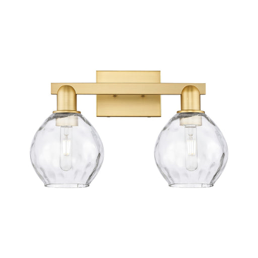 Innovations Waverly 17in 2-Light Bath Vanity Light | Industrial Satin Gold Steel and Cast Brass Clear Glass | Bathroom Vanity & | Model 716-2W-SG-G362