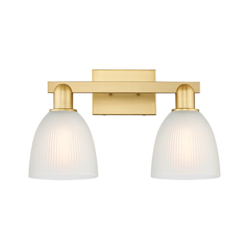 Innovations Castile 17in 2-Light Bath Vanity Light | Industrial Satin Gold Steel and White Glass | Bathroom Vanity & Powder Room | Model 716-2W-SG-G381