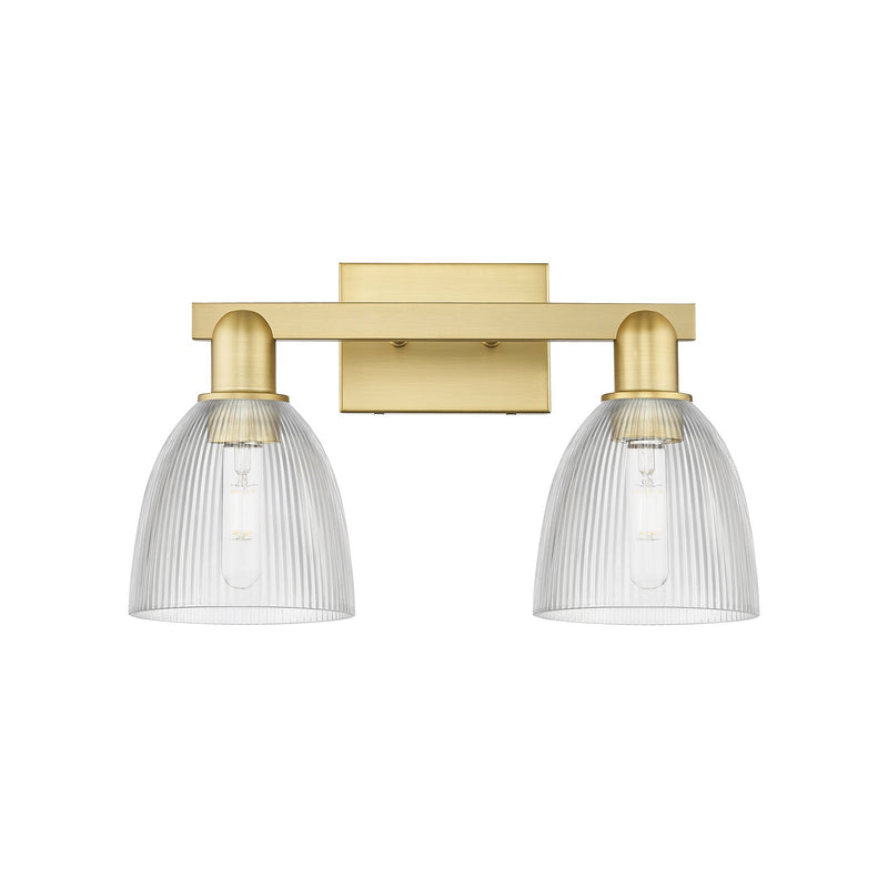 Innovations Castile 17in 2-Light Bath Vanity Light | Industrial Satin Gold Steel and Clear Glass | Bathroom Vanity | 17 x 10.75 x | Model 716-2W-SG-G382
