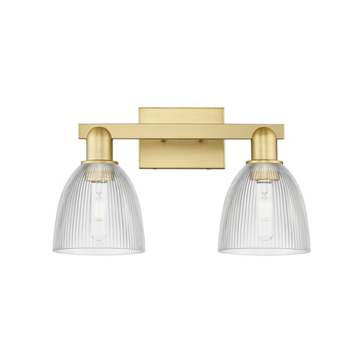 Innovations Castile 17in 2-Light Bath Vanity Light | Industrial Satin Gold Steel and Clear Glass | Bathroom Vanity | 17 x 10.75 x | Model 716-2W-SG-G382