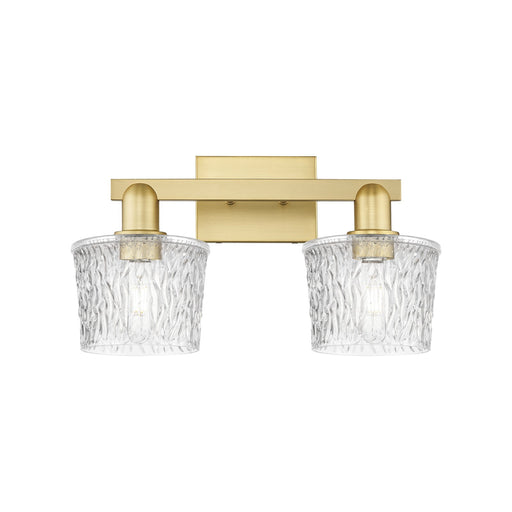 Innovations Niagara 18in 2-Light Bath Vanity Light | Industrial Satin Gold Steel and Clear Glass | Bathroom Vanity | 17.5 x 10.25 in | Model 716-2W-SG-G402