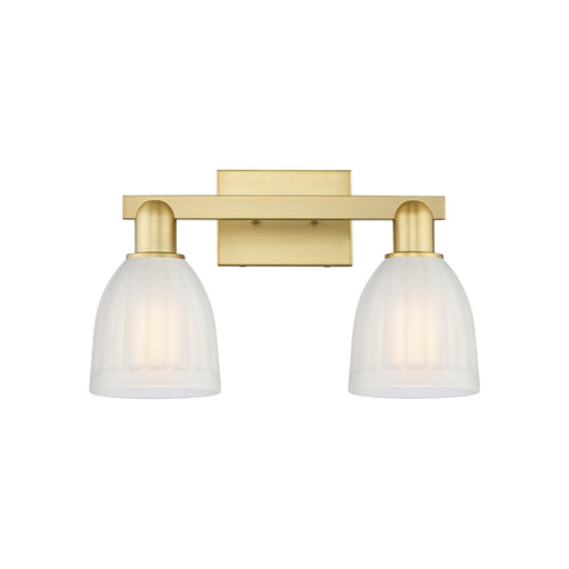 Innovations Brookfield 17in 2-Light Bath Vanity Light | Industrial Satin Gold Steel and White Ribbed Glass | Bathroom Vanity Light | Model 716-2W-SG-G441