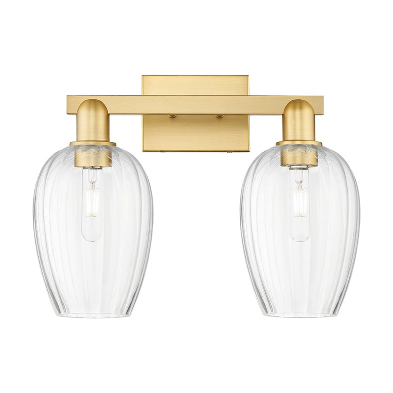 Innovations Preston 2Lt 16" Flute Bath Light, Gold/Clear - 716-2W-SG-G457-6CL