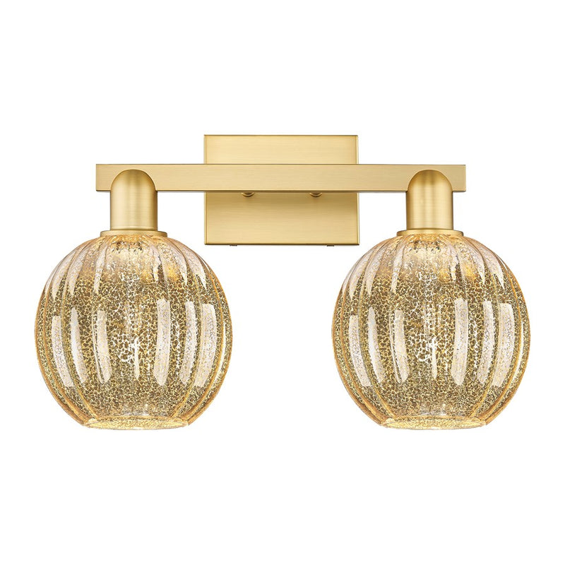 Innovations Preston 2Lt 16" Globe Bath Light, Gold/Mercury