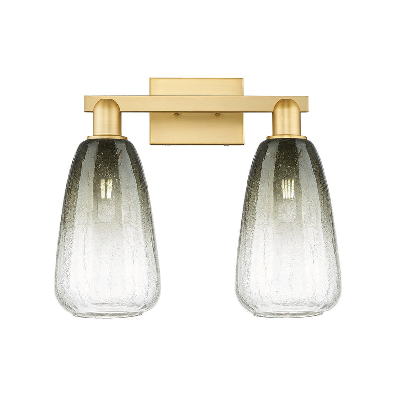 Innovations Brookhaven Almond 17in 2-Light Bath Vanity | Industrial Satin Gold Steel and Slate Glass | Bathroom Vanity Light | Model 716-2W-SG-G480-6SL
