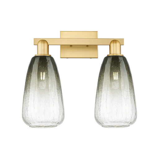 Innovations Brookhaven Almond 17in 2-Light Bath Vanity | Industrial Satin Gold Steel and Slate Glass | Bathroom Vanity Light | Model 716-2W-SG-G480-6SL