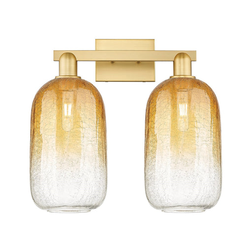 Innovations Brookhaven Cloche 18in 2-Light Bath Vanity | Industrial Satin Gold Steel and Cast Brass with Amber Glass | Bathroom | Model 716-2W-SG-G482-7AM