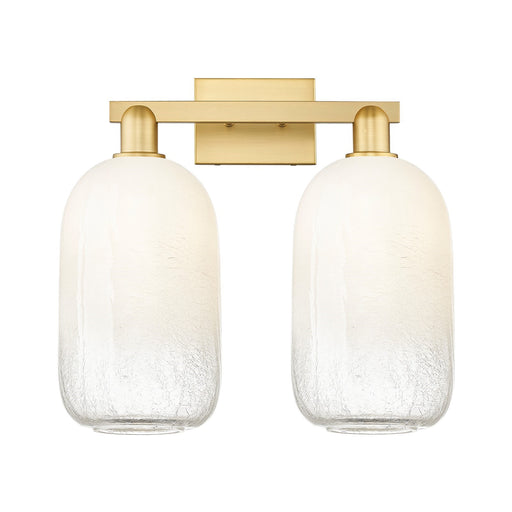 Innovations Brookhaven Cloche 18in 2-Light Bath Vanity | Industrial Satin Gold Steel and Opal Glass | Bathroom & Hallway | Model 716-2W-SG-G482-7OP