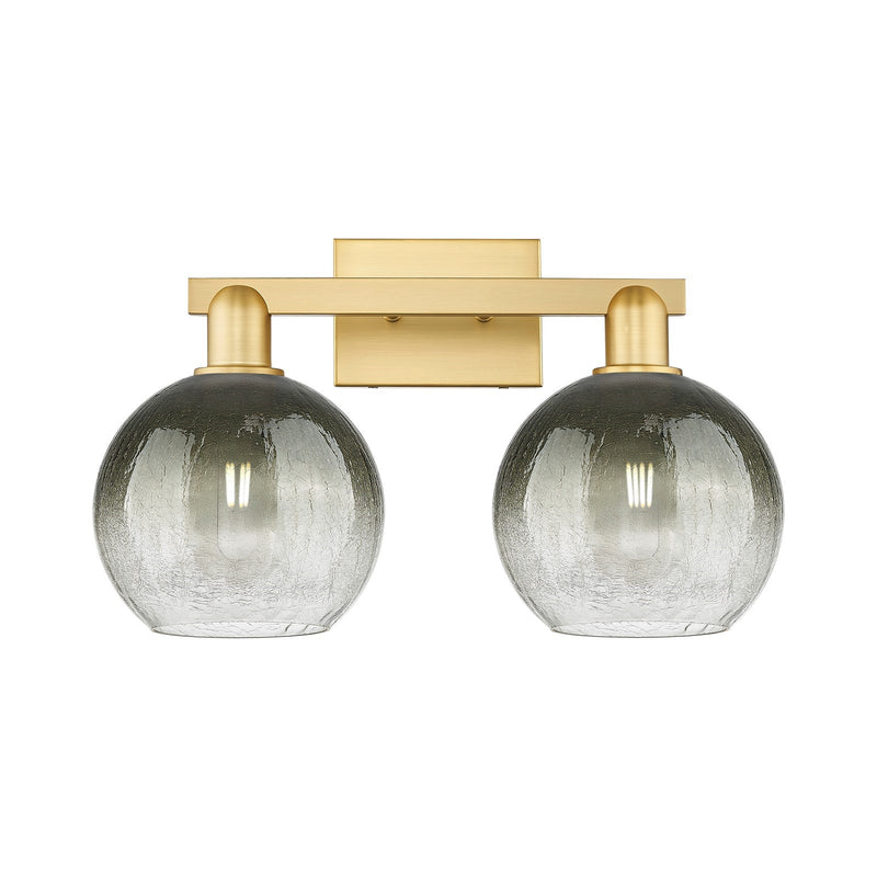 Innovations Brookhaven Globe 18.88in 2-Light Bath Vanity Light | Industrial Satin Gold Steel and Slate Glass | Bathroom Vanity | Model 716-2W-SG-G483-8SL