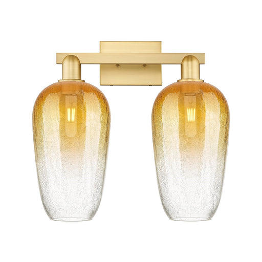 Innovations Brookhaven Flute 18in 2-Light Bath Vanity | Industrial Satin Gold Steel and Cast Brass with Amber Glass | Bathroom | Model 716-2W-SG-G484-7AM