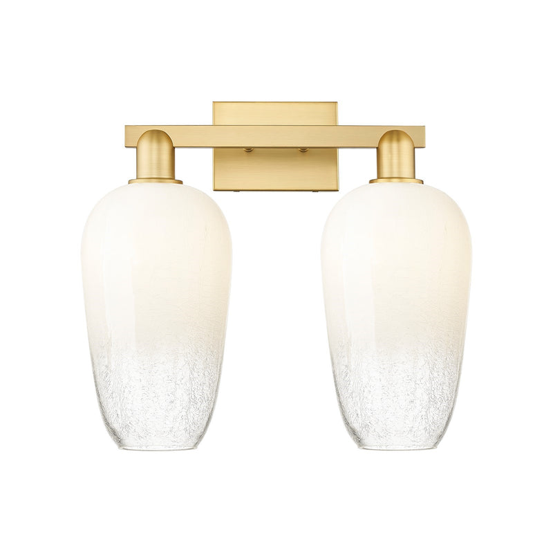 Innovations Brookhaven Flute 18in 2-Light Bath Vanity | Industrial Satin Gold Steel and Opal Glass | Bathroom Vanity | 18 x | Model 716-2W-SG-G484-7OP