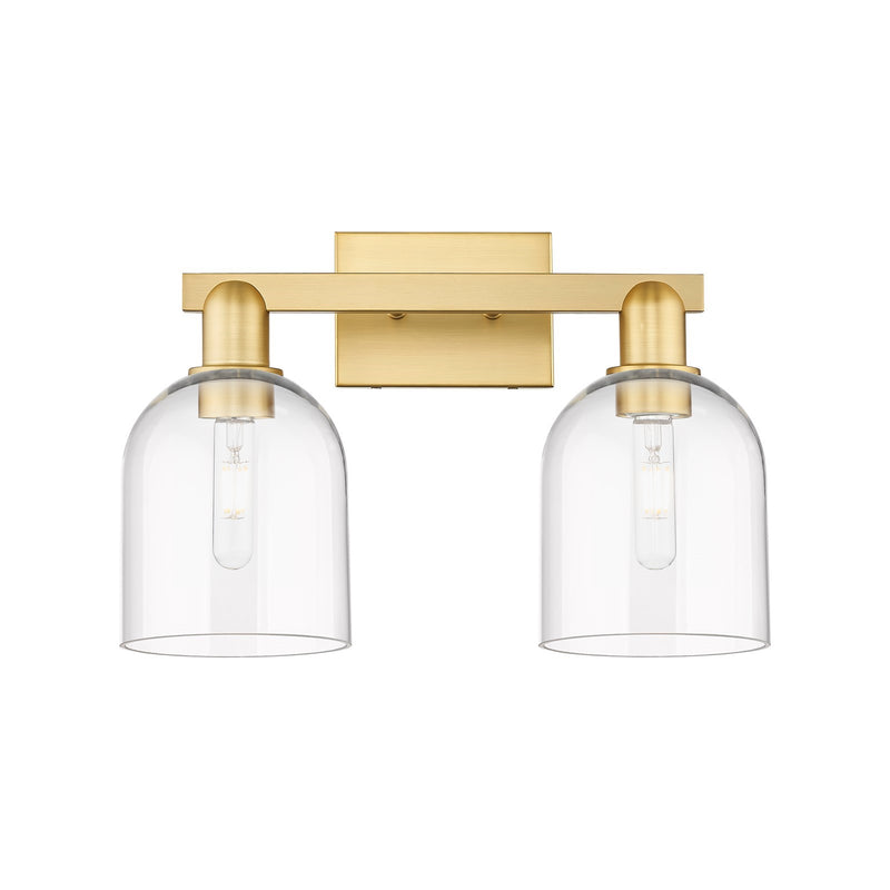 Innovations Bella 17in 2-Light Bath Vanity Light | Satin Gold Steel and Cast Brass with Clear Bell Glass | Bathroom Vanity & | Model 716-2W-SG-G558-6CL